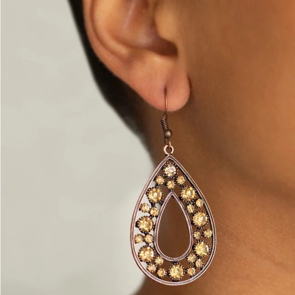 Paparazzi Midnight Magic - Copper Earrings